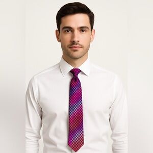 Ted Baker London Silk Tie – Purple/Red Dot Pattern with Paisley Lining